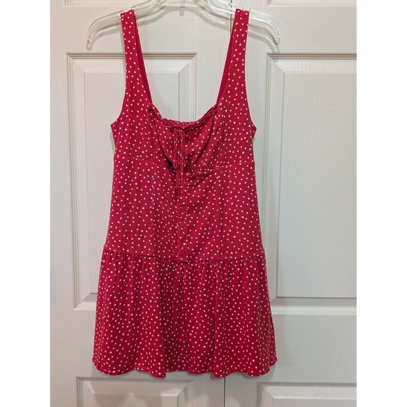 wild fable Dresses & Skirts - Wild Fable Red Star Print Tie Front Mini Dress Womens Medium Smocked Back